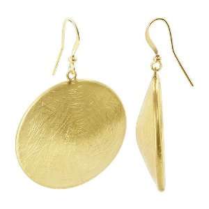  Gold Tone 35mm Round Disc Scratch Style Dangle Earrings Jewelry
