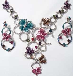 MULTICOLOR BUTTERFLY SWARM NECKLACE & EARRING SET *NEW*  