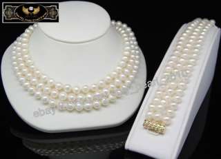 MP Breathtaking 7 8mm AAA+ white pearl jewelry set 14K  
