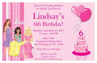 10 Barbie Tea Party Personalized Birthday Invitations A  