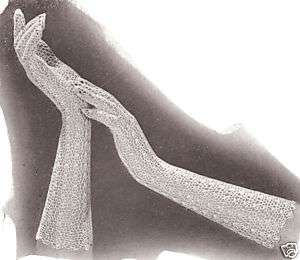 Vintage Crochet Long Fishnet Lace Mesh Gloves PATTERN  
