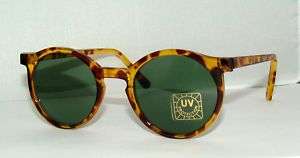   Vintage 80s Classic Round Amber Tortoiseshell Sunglasses 1980s  