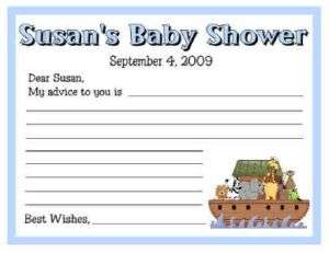 12 NOAHS ARK BABY SHOWER FAVORS ADVICE CARDS  