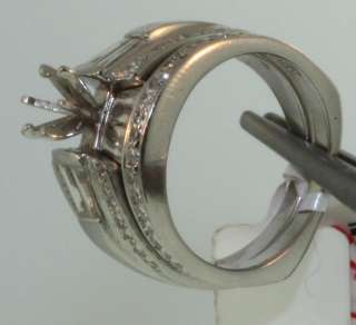 14K white gold vintage .68ct VS G semi mount bridal ring set 6.8g 