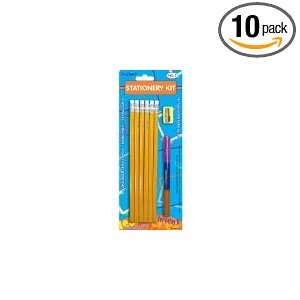  Stationery Kit 2 Pencils, Three Translucent Color Grips 