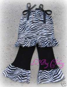 Custom Boutique Zebra Pant Top 12 18 24 2 3 4 5t girl  