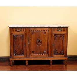 K8315 : ANTIQUE FRENCH LOUIS XVI MARBLE TOP SIDEBOARD  