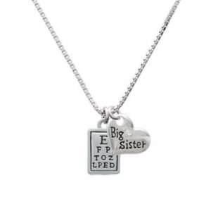  Silver Eye Chart Big Sister Charm Necklace: Jewelry