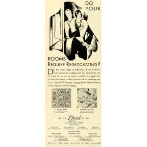  1930 Ad W H S Lloyd Room Pattern Wallpaper Interior 