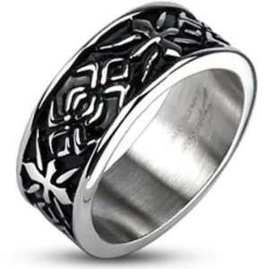   Size 12  Spikes Mens Stainless Steel Tribal Pattern Cast Ring Jewelry