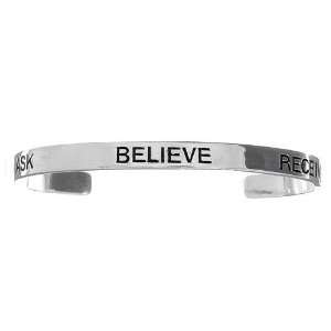   Ask Believe Receive Cuff Bracelet   Large Symbols in Silver Jewelry