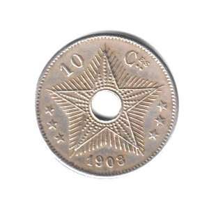  1908 Belgian Congo 10 Centimes Coin KM#10 