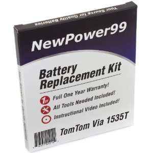  TomTom Via 1535T Battery Replacement Kit with Installation 