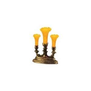  13H Amber Pond Lily Mantelabra, 3 Light Accent Lamp: Home 