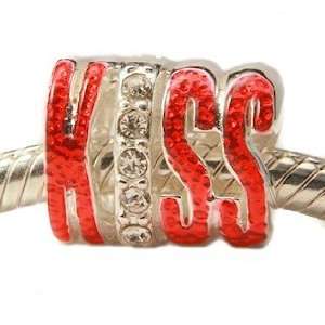  Red Hot Kiss Love Sterling Silver Charm Bead with CZs for 