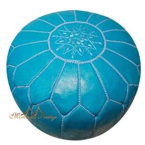 Moroccan Leather Pouf Dark Turquoise Moroccan Poufs Ottoman:  