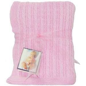  Cover Me Crib Blanket Small Cable Knit Pink: Baby
