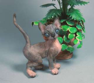 OOAK Artist Miniature Polymer Clay Sphynx Cat K Pawz  