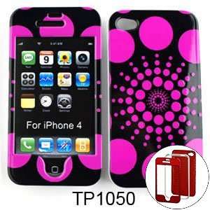  CELL PHONE CASE COVER FOR APPLE IPHONE 4 POLKA DOTS PINK 
