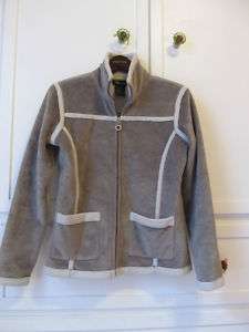 BARRAGE TAUPE & CREAM SOFT ZIP UP JACKET SIZE SMALL  