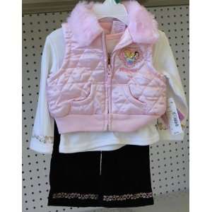   Infant Girl 3pc Set 18 Month. Pink White Back Vest, Shirt, Pant: Baby