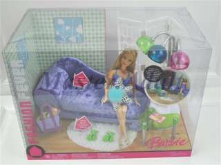 Barbie Fashion Fever Velvet Crush Couch Set: Barbie,Couch, Table, Lamp 