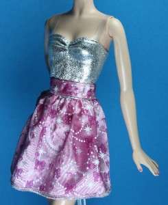 Barbie Dark Light Pink Silver Sparkly Dress Top Model  