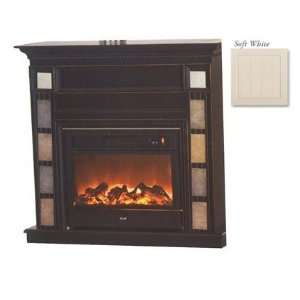   44 in. Corner Fireplace Mantel with Tile   White: Home & Kitchen