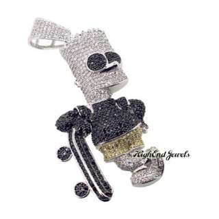 Unique Fully Iced Out Lab Made Diamond Bart Simpson Pendant w/ Franco 