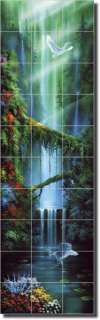 Miller Tropical Waterfall Art Shower Ceramic Tile Mural  
