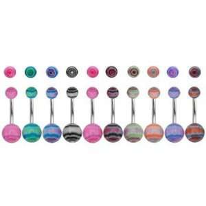 316L Surgical Steel Tie Dye Belly Rings  14G   3/8 Bar Length   Sold 