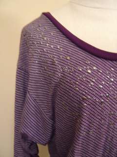 ella moss Purple Stripe Banded Tunic Dress NWT $136  