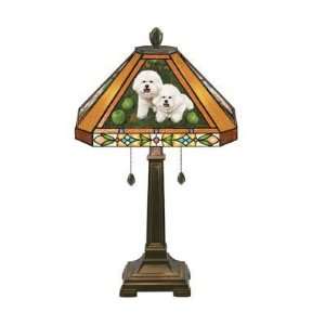Bichon Frise Stained Glass Lamp