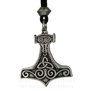 Thors Thors Hammer Mjolnir Pewter Pendant Necklace  