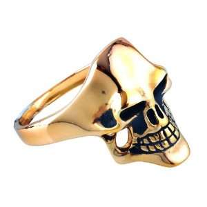   : 14K Gold Plated 316L Stainless Steel Skull Biker Ring   10: Jewelry