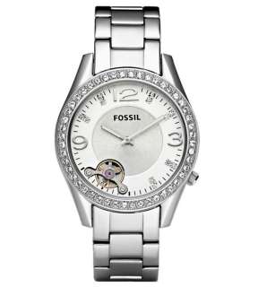 Fossil ME1107 Womens Silver Dial Stainless Steel Quartz Watch  