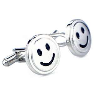   Good Day Friendly Smiley Face Silver Emoticon Cufflinks: Jewelry