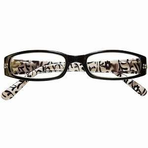 ICU Eyewear Reading Glasses Slim Rectangle Frame Pattern Temple +1.25 