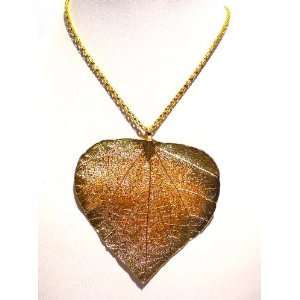   Real Leaf Necklace, 22 Long, 2mm Thick Gold Chain: Home & Kitchen