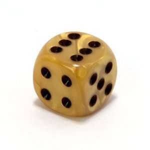   16mm 6 sided Round Cornered Marble Dice, Gold with Black: Toys & Games
