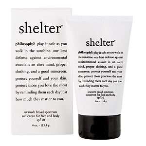 philosophy shelter oil free spf 30 age defense sun protection, 4 oz