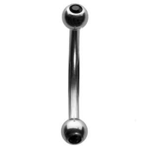  16G 3/8 Black Gem Balls Curved Barbell: Jewelry
