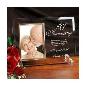 50th Anniversary Personalized Beveled Glass Picture Frame:  