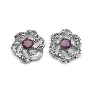  1.10 Carat Genuine Ruby Sterling Silver Earrings Jewelry
