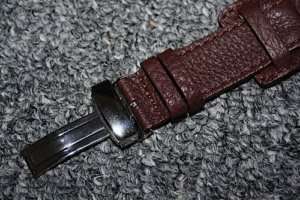 18mm Brown Leather Bund Watch Band SS Deployment Clasp  