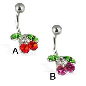  Cherry belly button ring, pink   B Jewelry