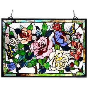  Bouquet of Roses & Butterfly Window Panel   27x19