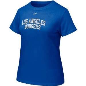   Ladies Royal Blue Arch Lettering Crew T shirt: Sports & Outdoors