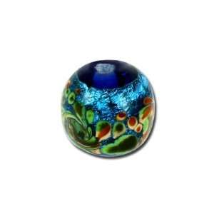  12mm Ocean Blue Swirl Round Lampwork Beads Arts, Crafts 