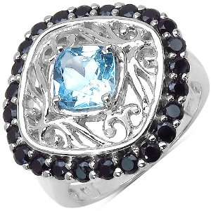  2.50 ct. t.w. Blue Topaz and Spinel Ring in Sterling 